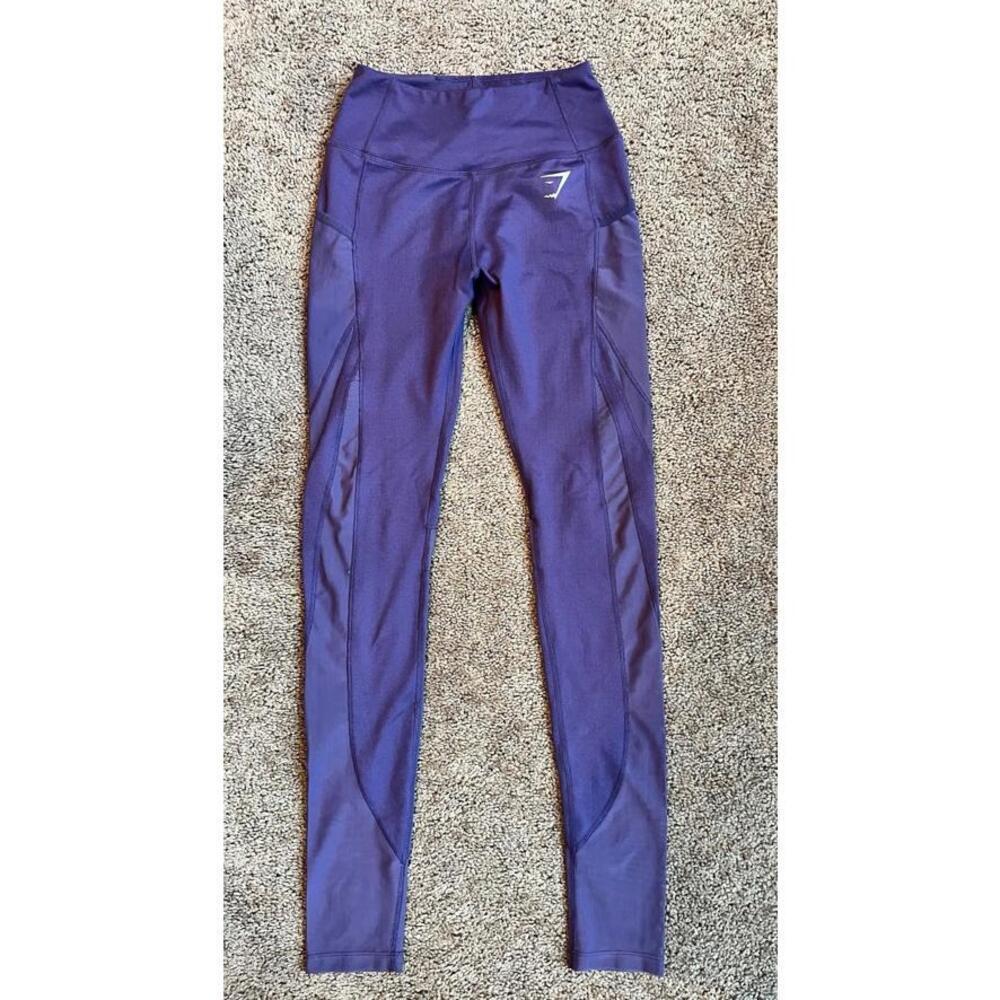 Gymshark Sleek Sculpture Mesh Panel Pocket Leggings Purple Size XS Yoga